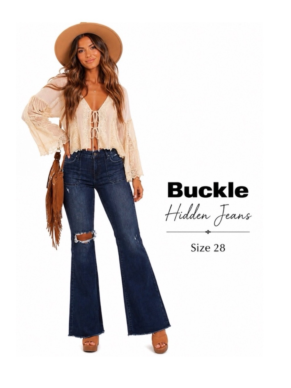BUCKLE Hidden High Rise Ripped Flare Jeans Size 28